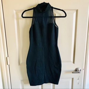 Vintage Express Tricot High-Neck Dress w/ Mesh